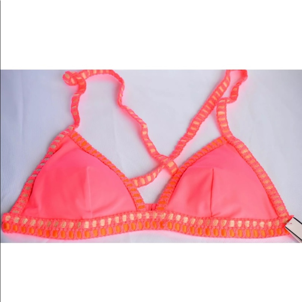 NWT Victoria Secret Crochet Swimwear Top Medium Neon Pink 🔥🔥